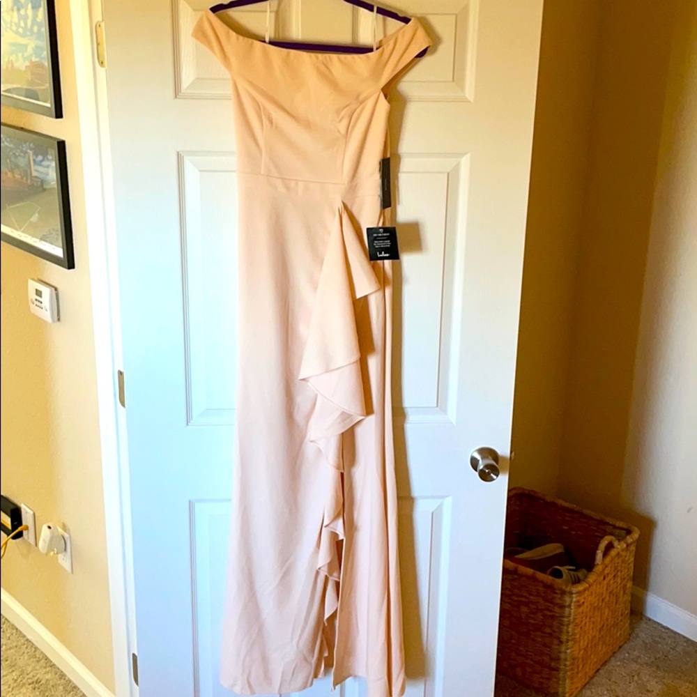 Pink off the shoulder formal dress from lulu’s